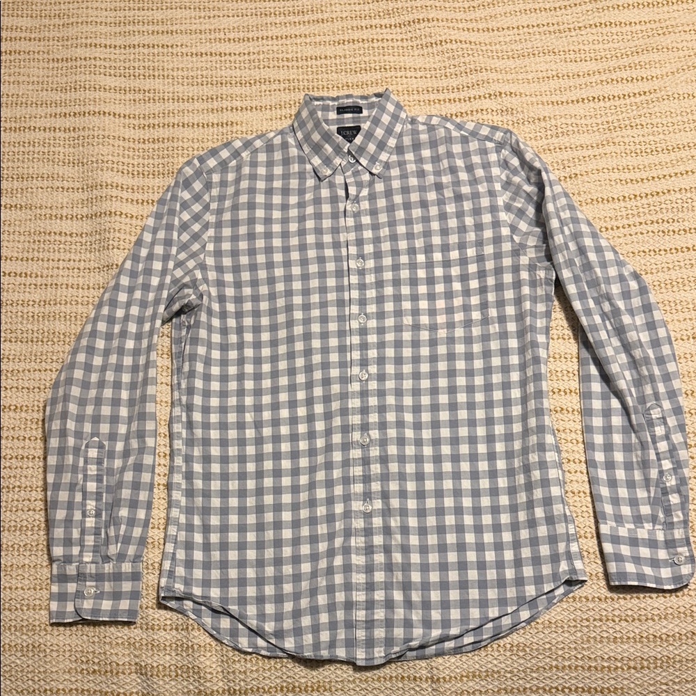 J. Crew Classic Fit Light Blue Checkered Men’s Small Button Down